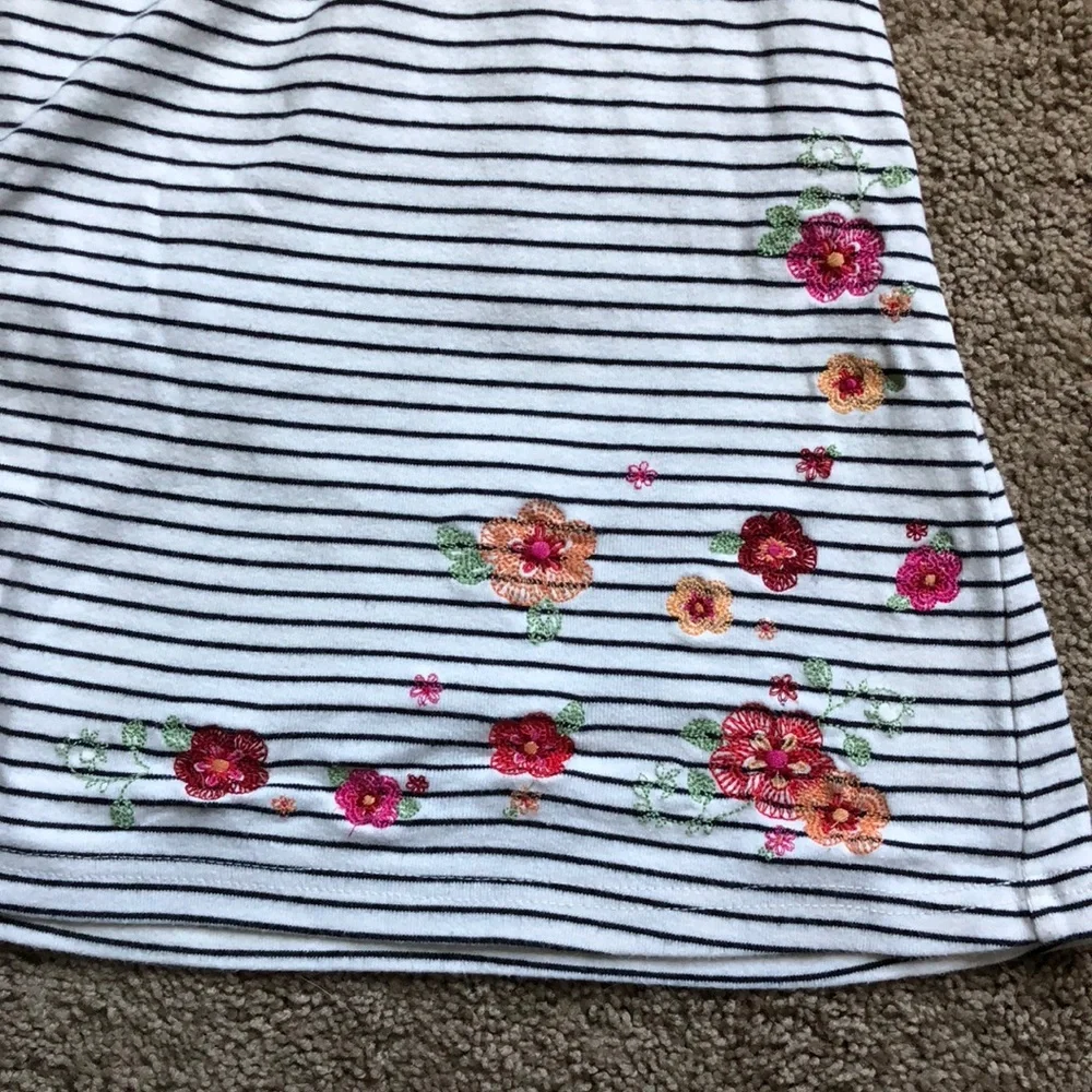 Gymboree Dress Girls Size 8 White Black Stripes‎ Floral Tank